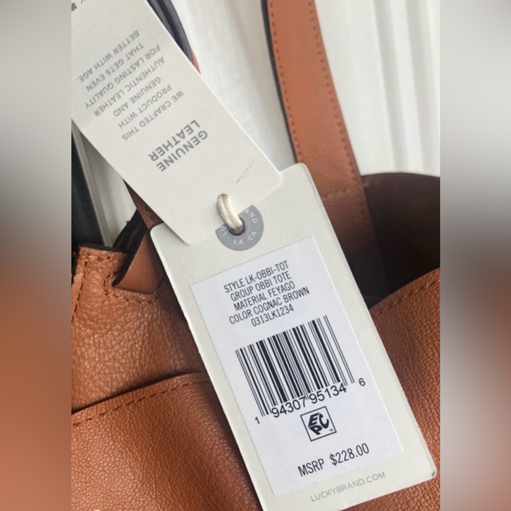 Lucky Brand slouchy leather shopper tote crossbody purse w/wristlet/wallet π€π§‘ - Picture 7 of 15